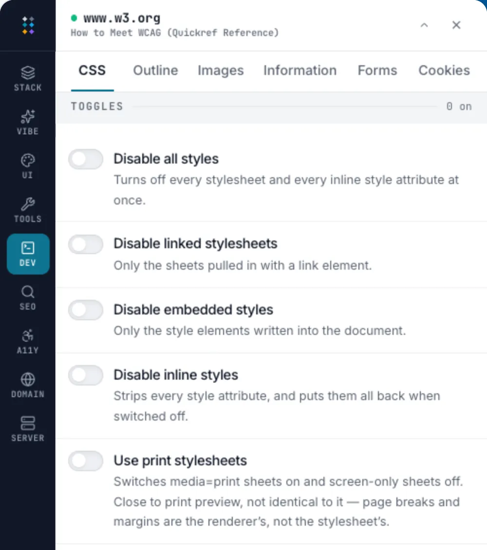 The Developer tab of the LoupeKit panel